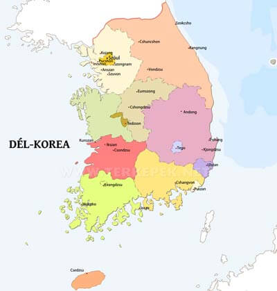 Dél-Korea közigazgatási térképe, Dél-Korea városai