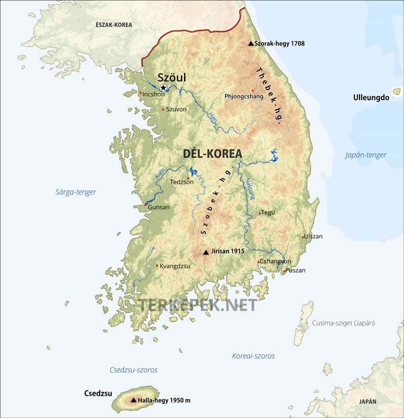 Dél-Korea térkép